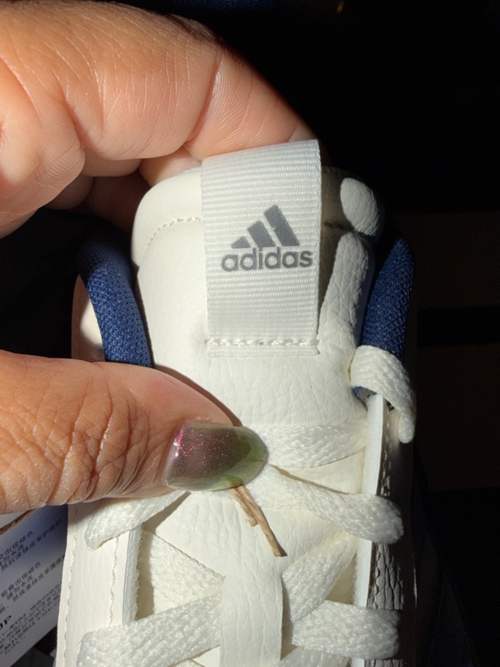 adidas VL Court 3.0 Sneakers - White with Blue Stripes & Gum - Picture 8 of 9